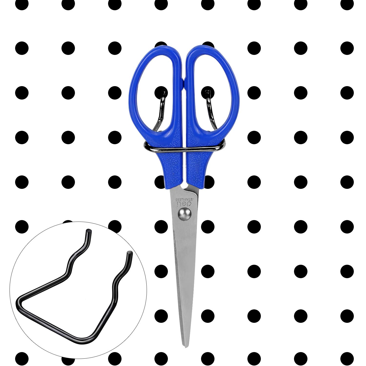 30 Pieces Pegboard Plier Holders, Black Double Loop Stainless Steel Pegboard Hooks Accessories Shelving Display Hooks for Shop Store Supermarket